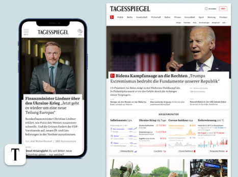 Tagesspiegel.de wurde optisch und technisch überarbeitet - Der Relaunch von Tagesspiegel.de ist ein wichtiger Schritt zur Erneuerung der gesamten Marke, erklären die 'Tagesspiegel'-Chefredakteure Christian Tretbar und Lorenz Maroldt - Abbildung: Tagesspiegel